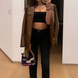 REFORMATION Vintage Brown Vegan leather blazer